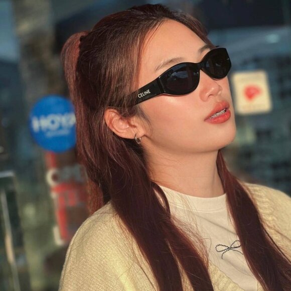 Celine CL40288I 01A MONOCHROMS Cat Eye Sunglasses–Shiny Black\Grey - Picture 6 of 10